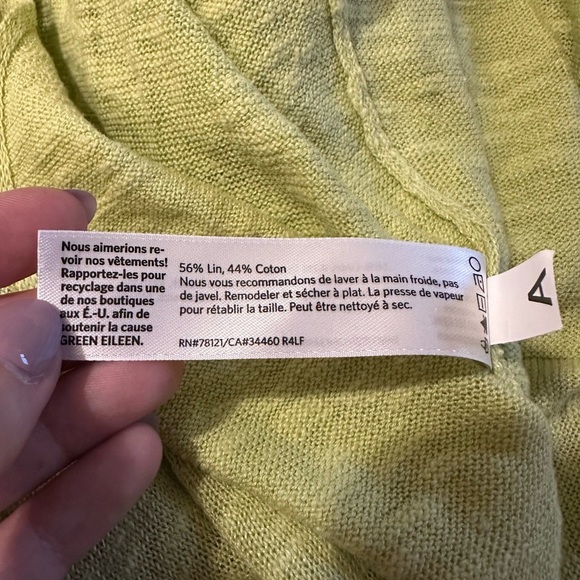 Eileen Fisher Cardigan Organic Linen Delave High Collar Sweater in Canary small - Picture 4 of 6